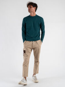 OVER-D Maglione girocollo basico M01 Verde Bottiglia (4)
