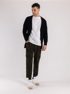 Pantalone cargo morbido in velluto con coulisse in vita e tasconi laterali BLKS2020 Verde