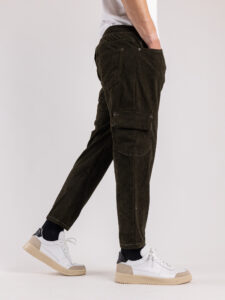 Pantalone cargo morbido in velluto con coulisse in vita e tasconi laterali BLKS2020 Verde (3)