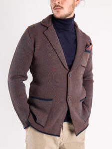 V2 Giacca in maglia misto lana lavorata multicolor con pochette GUPPQT3 Bordeaux3