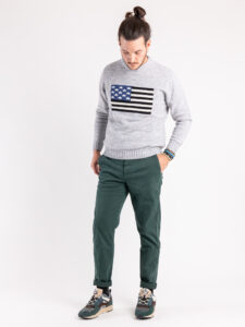 V2 Maglione misto lana con Bandiera Usa MAUSAGR Grigio1