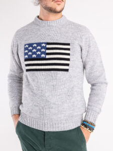 V2 Maglione misto lana con Bandiera Usa MAUSAGR Grigio3