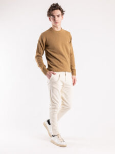 BERNA Maglione girocollo LAMBSWOOL logo ricamo 233036 Biscotto (2)