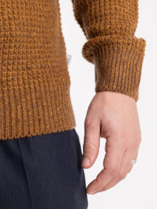 BERNA Maglione girocollo Tweed bottonato misto lana 233031 Caffè (1)