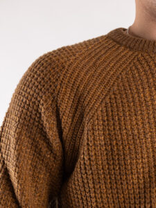 BERNA Maglione girocollo Tweed bottonato misto lana 233031 Caffè (4)
