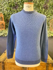 BERNA Maglione girocollo basico misto lana e cashmere 233018 Azzurro