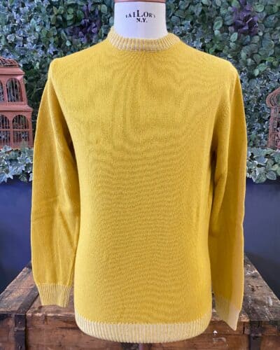 BERNA Maglione girocollo basico misto lana e cashmere 233018 Giallo