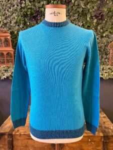 BERNA Maglione girocollo basico misto lana e cashmere 233018 Turchese