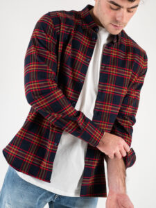 Camicia in cotone pesante fantasia scozzese APRICA 451 Rossa1