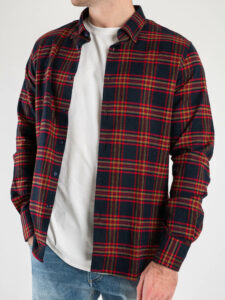 Camicia in cotone pesante fantasia scozzese APRICA 451 Rossa2