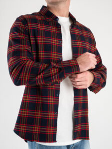 Camicia in cotone pesante fantasia scozzese APRICA 451 Rossa3