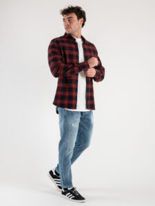 Camicia in cotone pesante fantasia scozzese APRICA 451 Rossa5