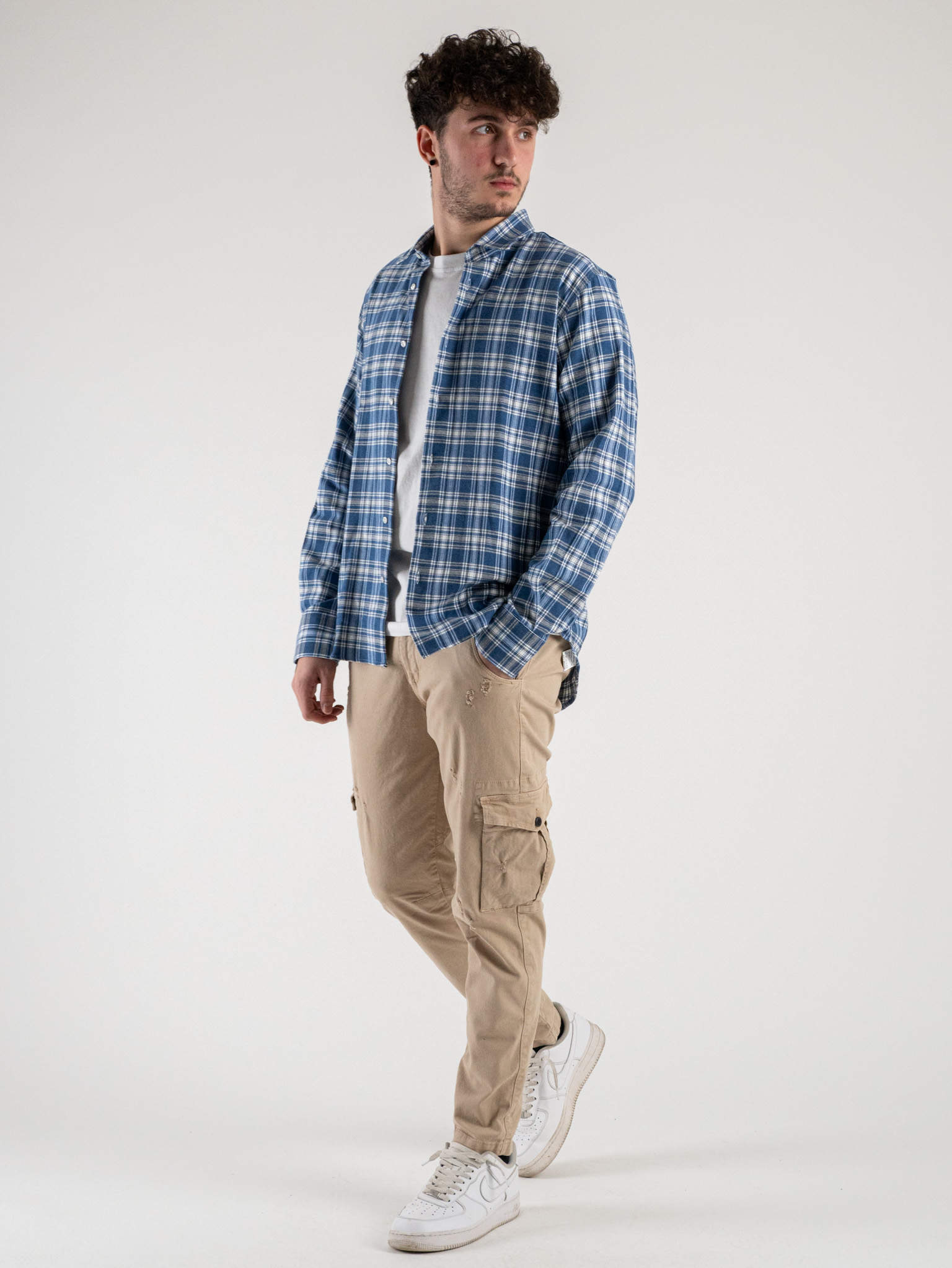 Camicia a quadri azzurra discount