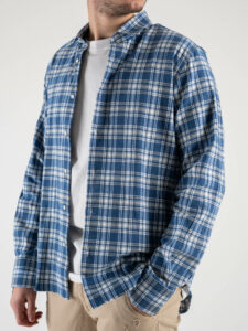 Camicia in cotone pesante fantasia scozzese APRICA 512 Azzurra2