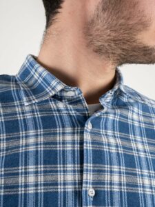 Camicia in cotone pesante fantasia scozzese APRICA 512 Azzurra5
