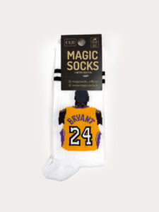 MAGIC SOCKS Calze in spugna unisex tg. unica stampa BRYANT 24 Bianca
