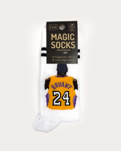 MAGIC SOCKS Calze in spugna unisex tg. unica stampa BRYANT 24 Bianca Nuovi Arrivi