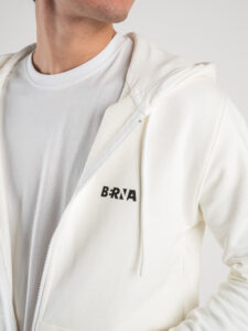 BERNA Felpa in cotone garzato con cappuccio e zip 230119 Bianca (4)
