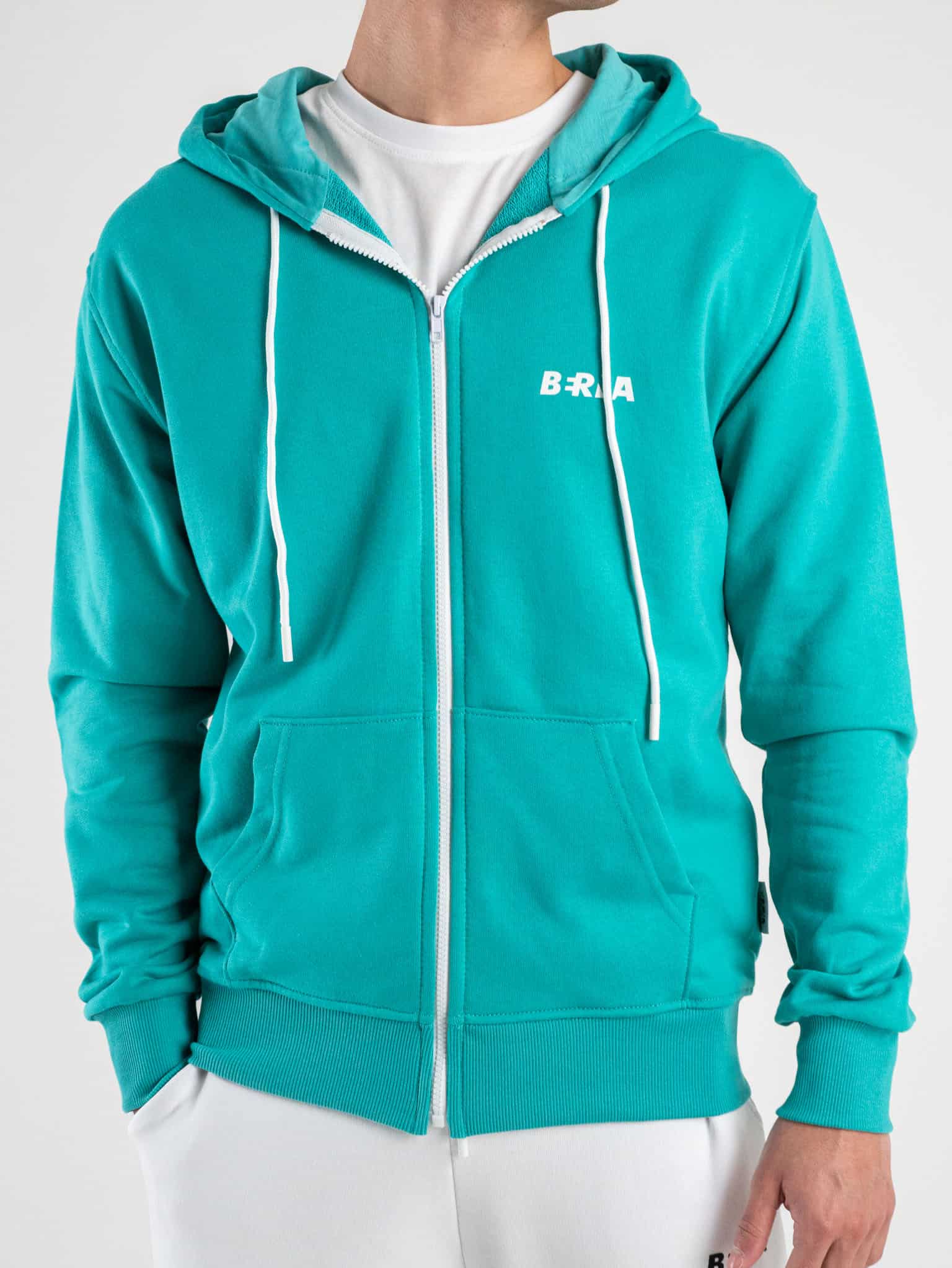 BERNA Felpa in cotone con cappuccio e zip 230119 Tiffany Prezzo 69