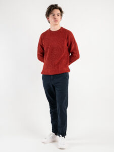BERNA Maglione girocollo Tweed bottonato misto lana 233031 Africa (5)