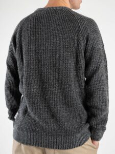 BERNA Maglione girocollo Tweed bottonato misto lana 233031 Fumo (1)