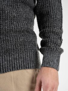 BERNA Maglione girocollo Tweed bottonato misto lana 233031 Fumo (7)