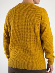 BERNA Maglione girocollo Tweed bottonato misto lana 233031 Senape (6)