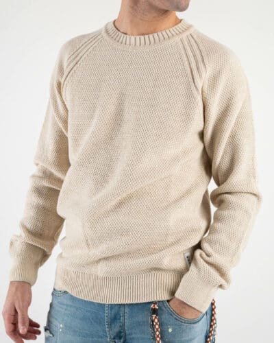 BERNA Maglione girocollo nido d'ape 233004 Crema