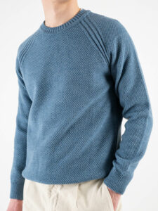 BERNA Maglione girocollo nido d’ape 233004 Jeans (2)
