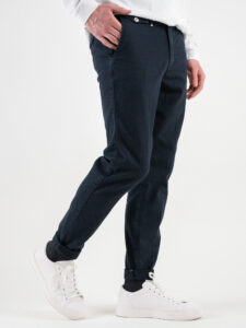 BERNA Pantalone chinos in cotone lavorato 233200 Blu (2)