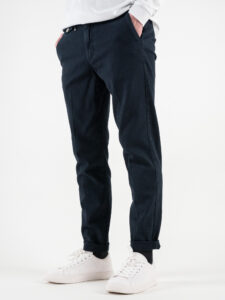 BERNA Pantalone chinos in cotone lavorato 233200 Blu (4)