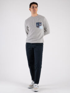BERNA Pantalone morbido in cotone con pences 2243437 Blu (6)