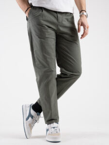 BERNA Pantalone morbido in cotone con pences 2243437 Militare (2)