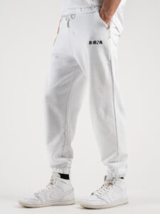 BERNA Pantalone tuta in cotone garzato 230120 Bianco (2)