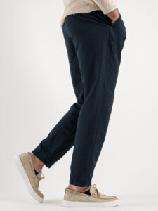 BL11 Pantalone morbido in misto lino con pences e coulisse PORTORICO Blu (4)
