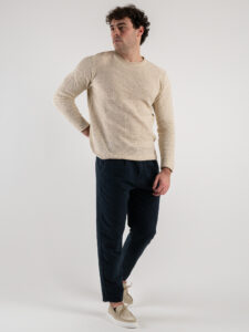 BL11 Pantalone morbido in misto lino con pences e coulisse PORTORICO Blu (6)