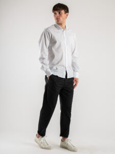 ESTASI Camicia in cotone con collo piccolo in fantasia FIRENZE 5397 Bianca2