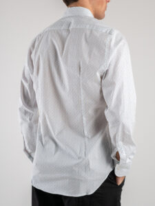 ESTASI Camicia in cotone con collo piccolo in fantasia FIRENZE 5397 Bianca3