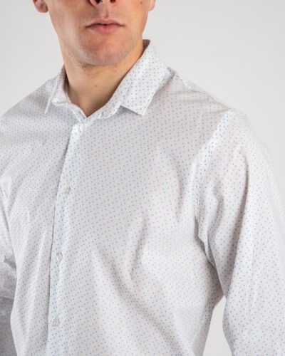 ESTASI Camicia in cotone con collo piccolo in fantasia FIRENZE 5397 Bianca