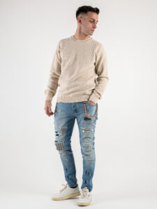 GIANNI LUPO Jeans REGULAR con rotture, patch e schizzi colorati GL165F