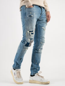 GIANNI LUPO Jeans REGULAR con rotture, patch e schizzi colorati GL165F (3)