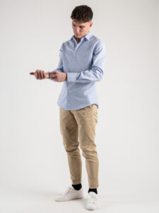 IMPERIAL Camicia 100% cotone microlavorata con colletto C6407I175X Azzurro (1)