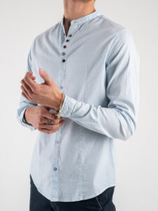 IMPERIAL Camicia coreana in cotone con bottoni colorati C64071I249 Azzurro (3)
