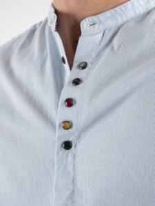 IMPERIAL Camicia coreana in cotone con bottoni colorati C64071I249 Azzurro (4)