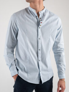 IMPERIAL Camicia coreana in cotone con bottoni colorati C64071I249 Azzurro (5)
