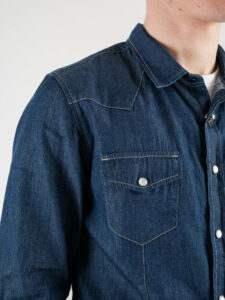 IMPERIAL Camicia jeans con dettaglio bottone e cuciture a contrasto C372MCUD31 Blu denim (2)