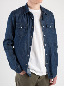 IMPERIAL Camicia jeans con dettaglio bottone e cuciture a contrasto C372MCUD31 Blu denim (6)