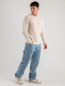 IMPERIAL Maglione girocollo in cotone traforato M553U487 Naturale1