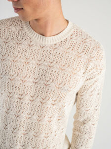 IMPERIAL Maglione girocollo in cotone traforato M553U487 Naturale3