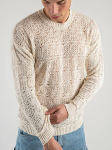IMPERIAL Maglione girocollo in cotone traforato M553U487 Naturale4
